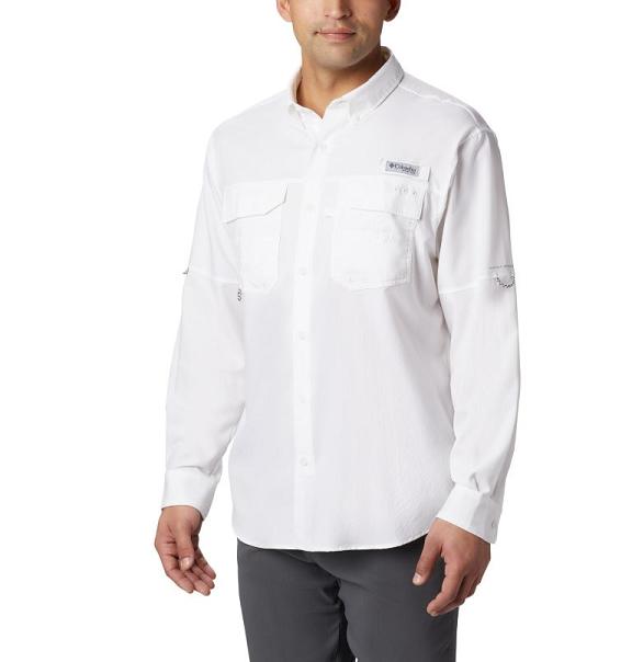 Columbia PFG Blood and Guts Shirts White For Men's NZ25894 New Zealand